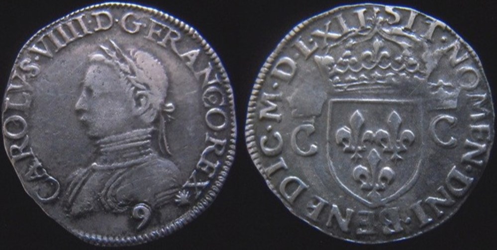 monnaies europe medievale france royales 1562 demi teston de charles ix atelier de rennes