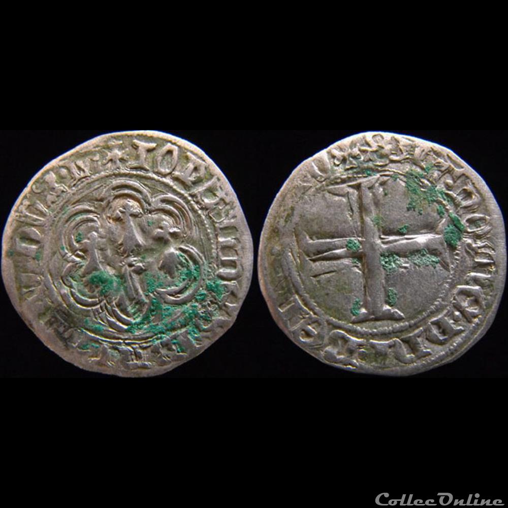 monnaies europe medievale france feodales jean v 1389 1442 blanc hexalobe nantes