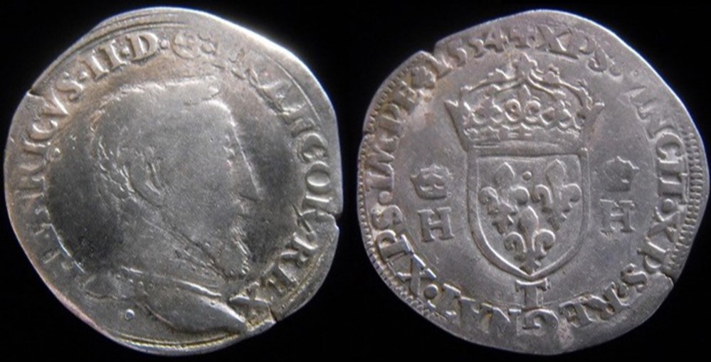 monnaies europe medievale france royales 1554 teston de henri ii atelier de nantes
