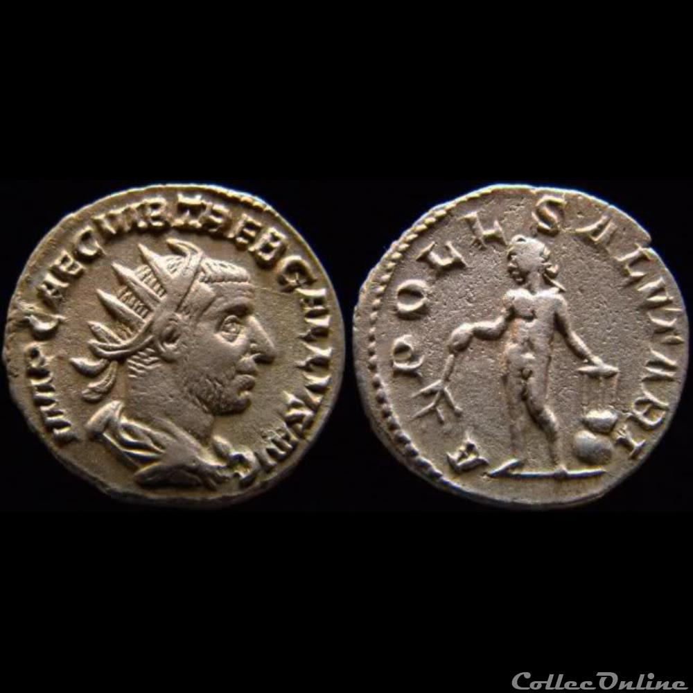 monnaie antique romaine ric 32 rome trebonien galle apoll salutari