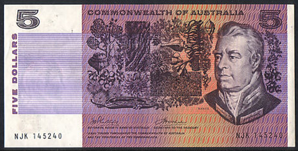 AUS-39c_5D_NJK145240_R billets oceanie australie aus 39c 5d njk145240 r