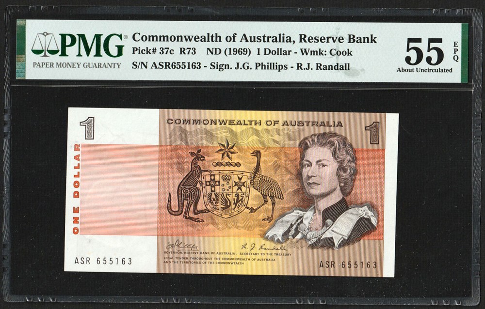 AUS-37c_1D_ASR 655163_PMG55_R billets oceanie australie aus 37c 1d asr 655163 pmg55 r