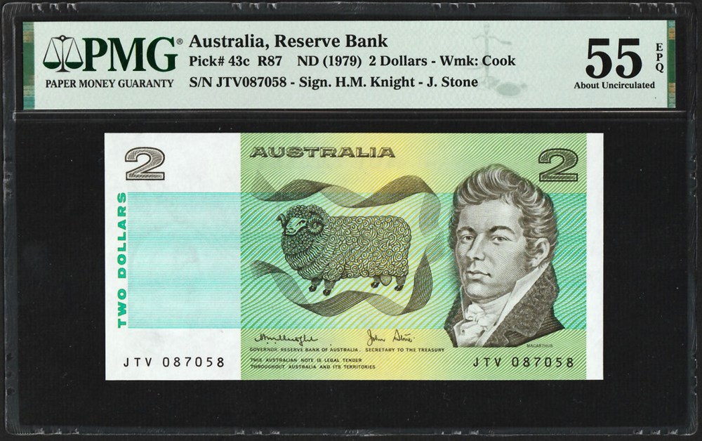 AUS-43c_2D_JTV 057058_PMG55_R billets oceanie australie aus 43c 2d jtv 057058 pmg55 r