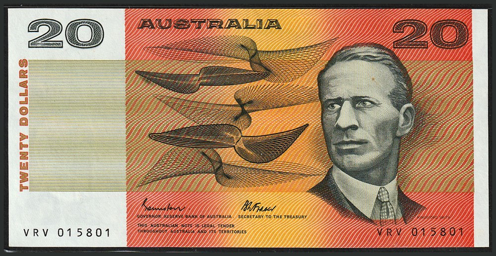 AUS-46e1_20D_VRV 015801_R billets oceanie australie aus 46e1 20d vrv 015801 r