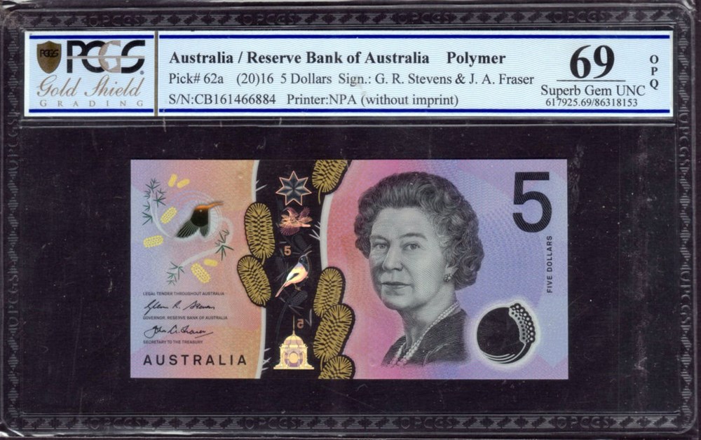AUS-62a_5D_CB161466884_PMG69_R billets oceanie australie aus 62a 5d cb161466884 pmg69 r