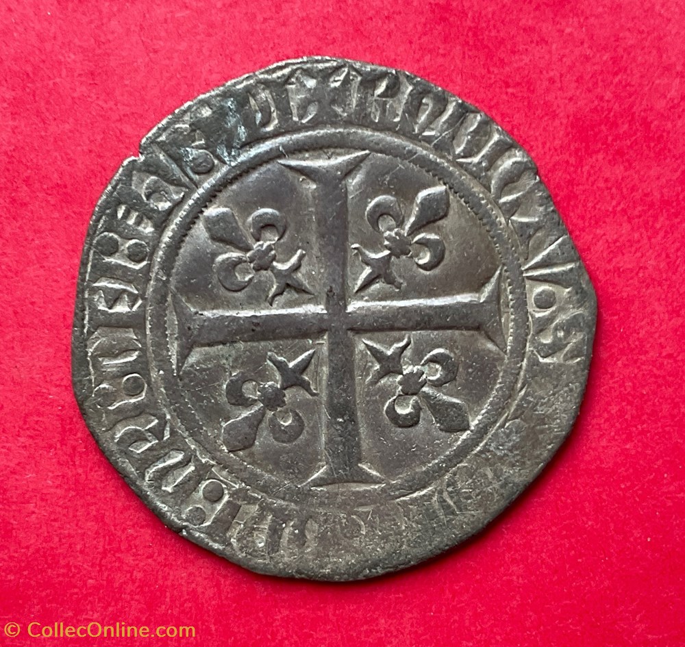 monnaies europe medievale france royales gros a la fleur de lys patte d oie jean ii 1ere emission