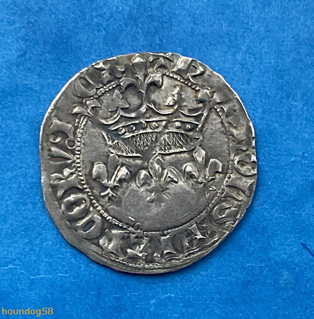 Blanc aux lys accotés Charles VII monnaies europe medievale france royales blanc aux lys accotes charles vii