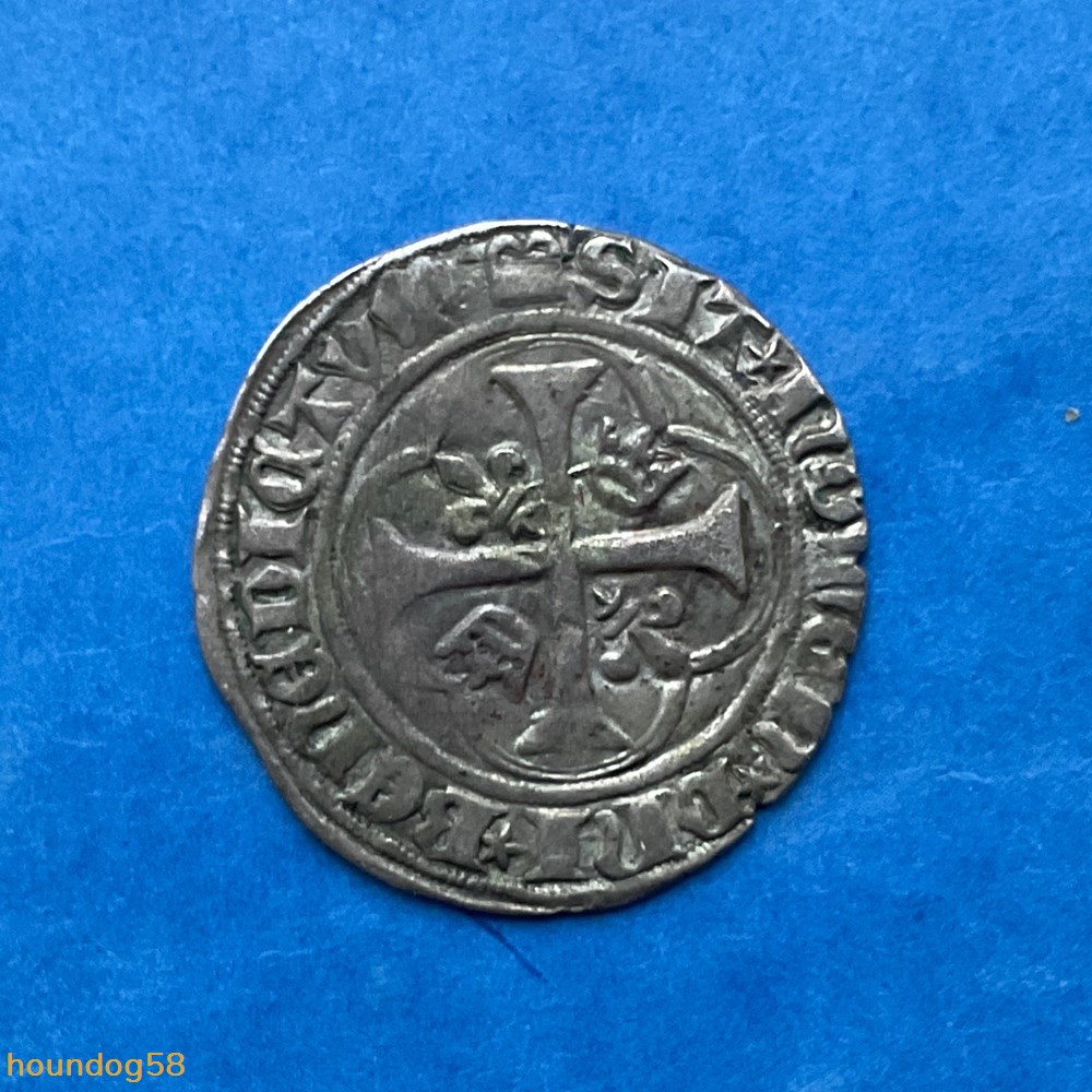Blanc au briquet 1ere émission Charles VII monnaies europe medievale france royales blanc au briquet 1ere emission charles vii