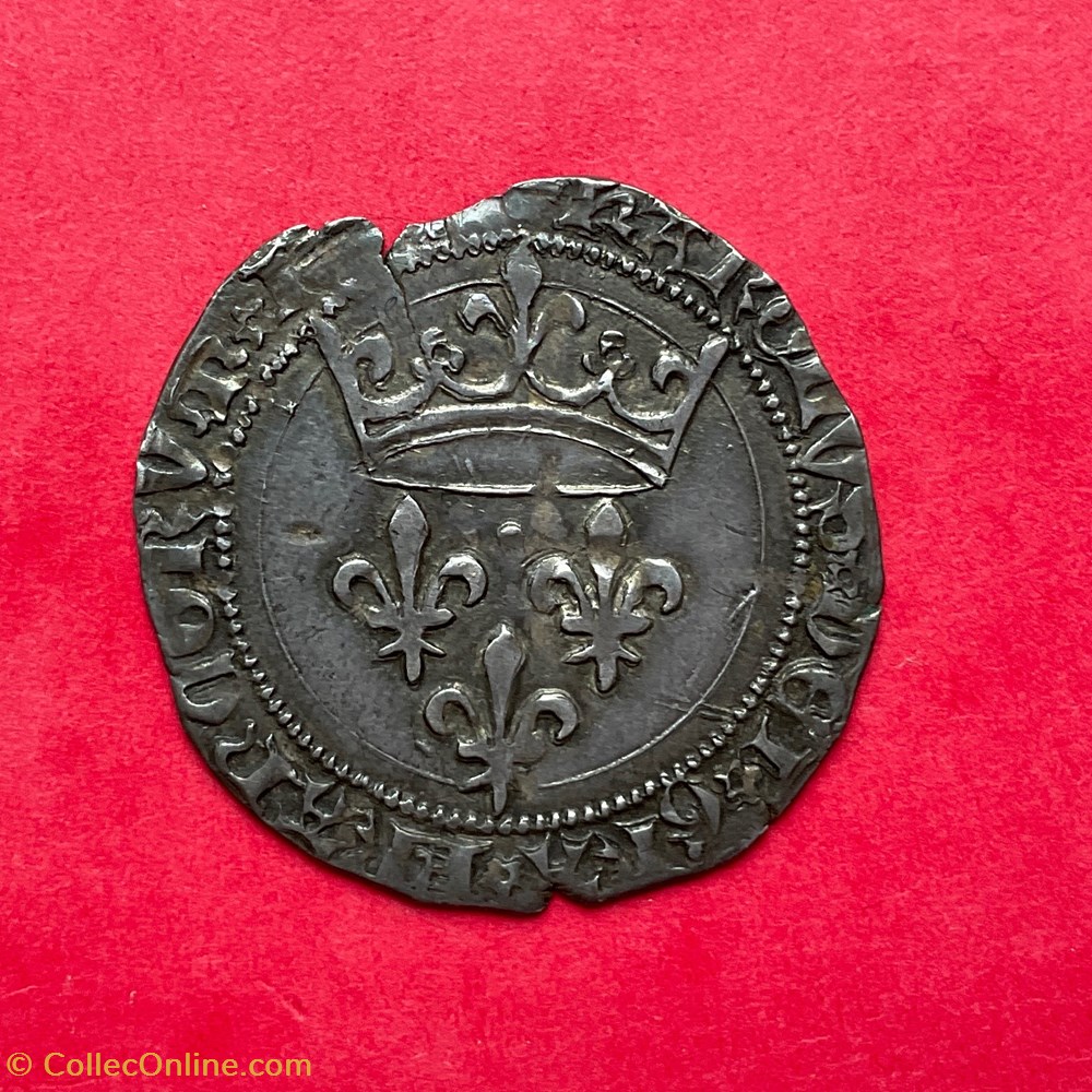 Gros de roi Charles VII 2ème émission Lyon monnaies europe medievale france royales gros de roi charles vii 2eme emission lyon