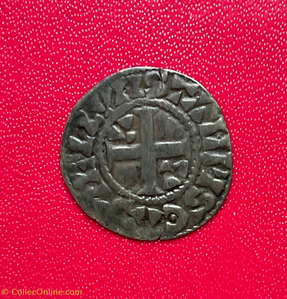 monnaies europe medievale france royales denier etampes 3eme type louis vi