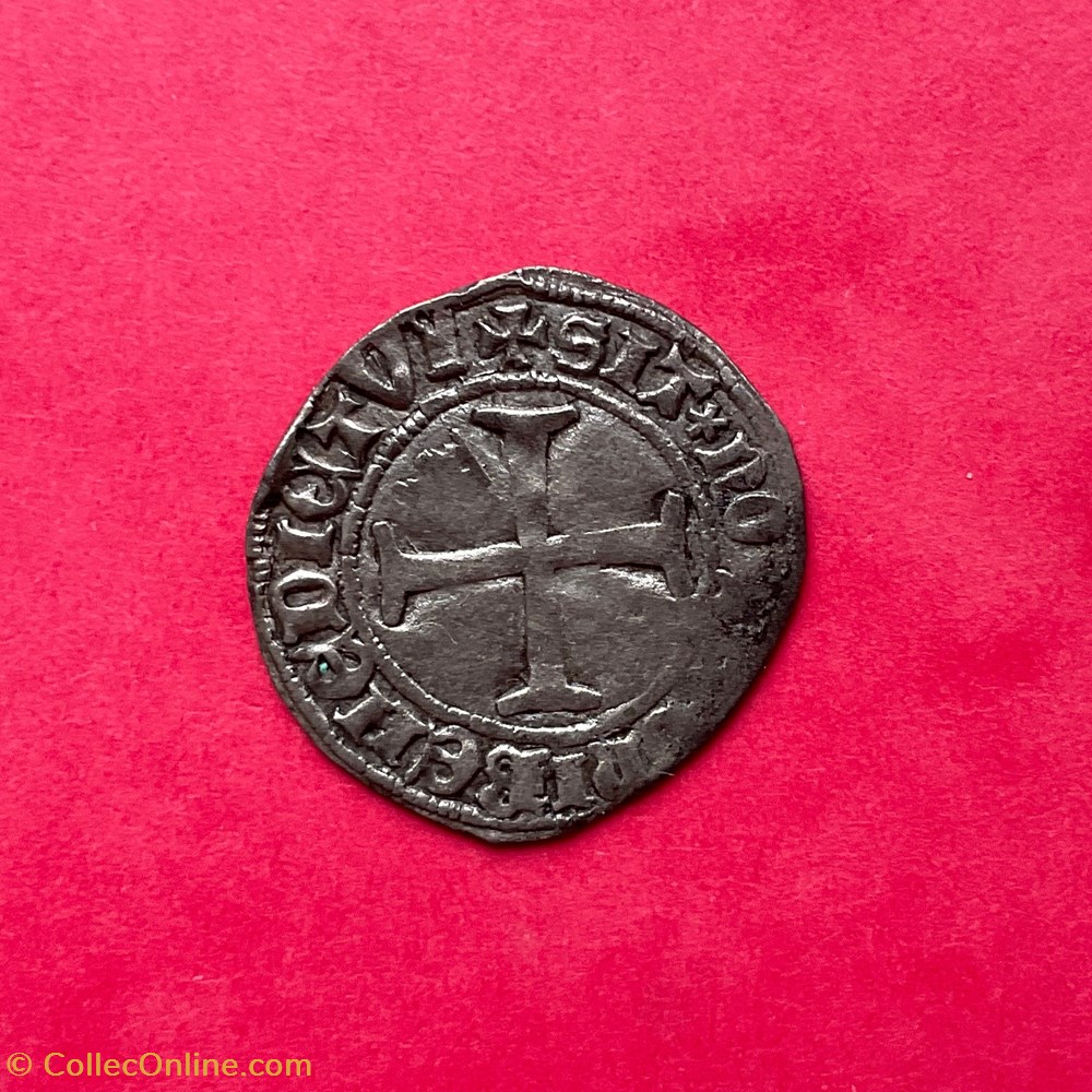 Petit blanc aux 3 lys 1ere émission Charles VII monnaies europe medievale france royales petit blanc aux 3 lys 1ere emission charles vii