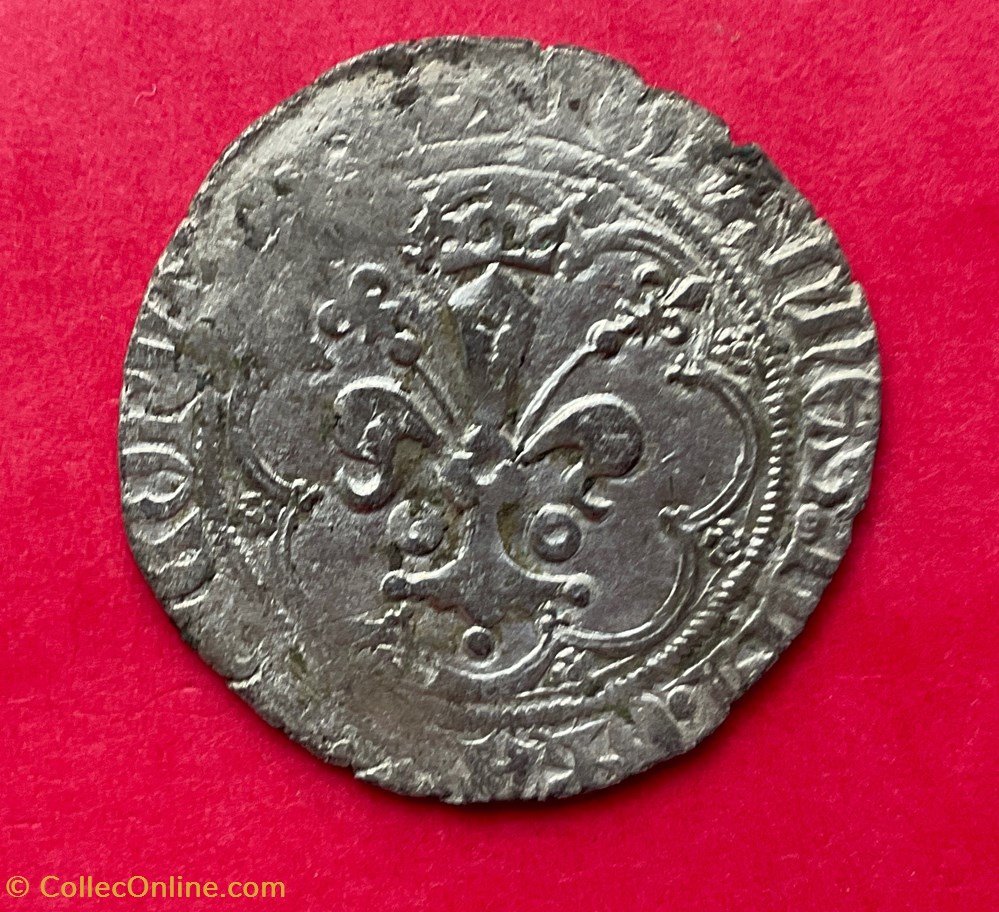 Gros à la fleur de lys ( patte d’oie) Jean II 3ème émission monnaies europe medievale france royales gros a la fleur de lys patte d oie jean ii 3eme emission