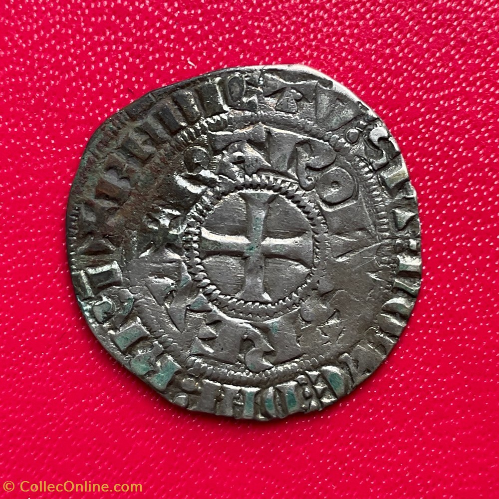Maille blanche Charles IV 2eme émission monnaies europe medievale france royales maille blanche charles iv 2eme emission