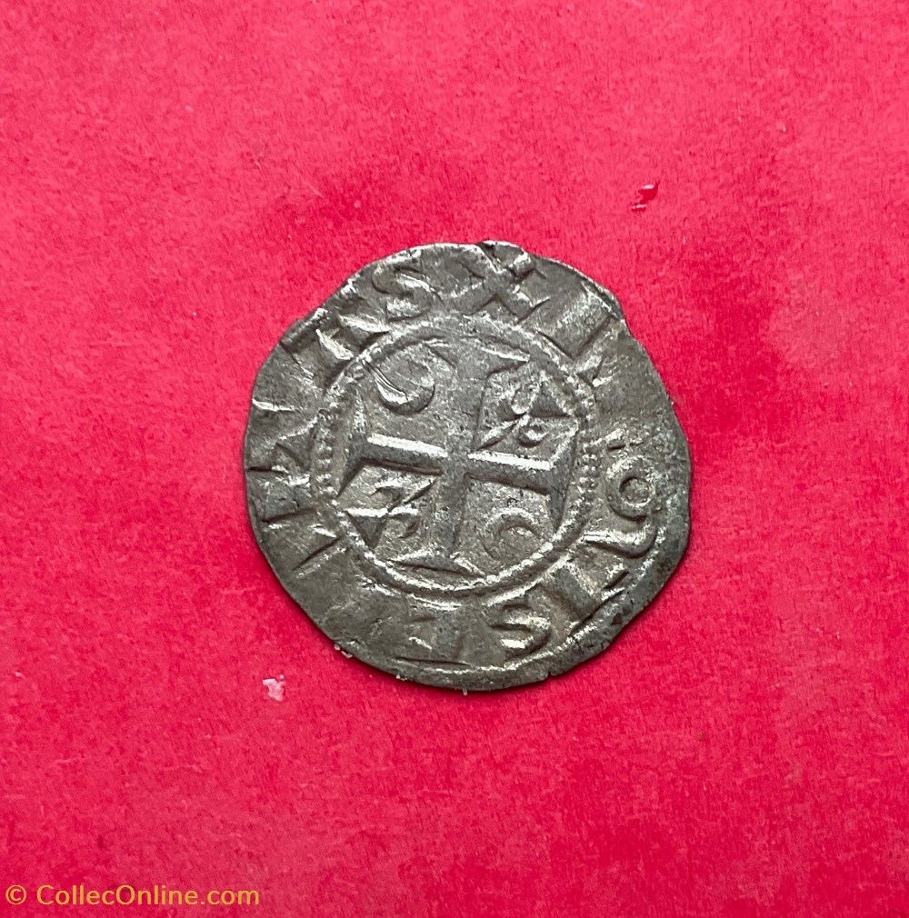 Archevêché de Reims denier Henri II monnaies europe medievale france feodales archeveche de reims denier henri ii