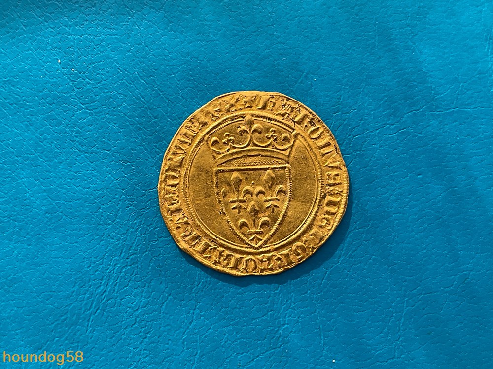 Écu d’or 1ere émission Charles VI variante monnaies europe medievale france royales ecu d or 1ere emission charles vi variante