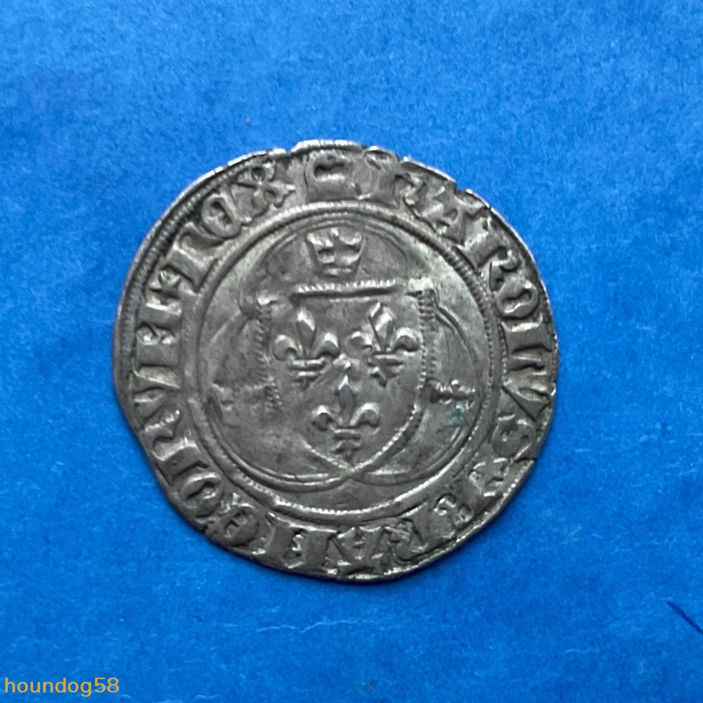 Blanc au briquet 1ere émission Charles VII monnaies europe medievale france royales blanc au briquet 1ere emission charles vii
