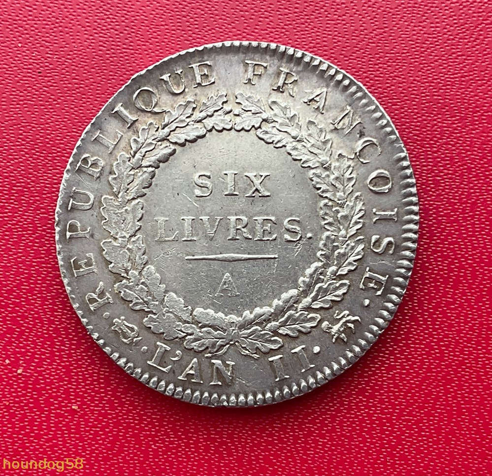 Convention 6 livres 1793 Paris sans point sous LOI monnaies monde france convention 6 livres 1793 paris sans point sous loi