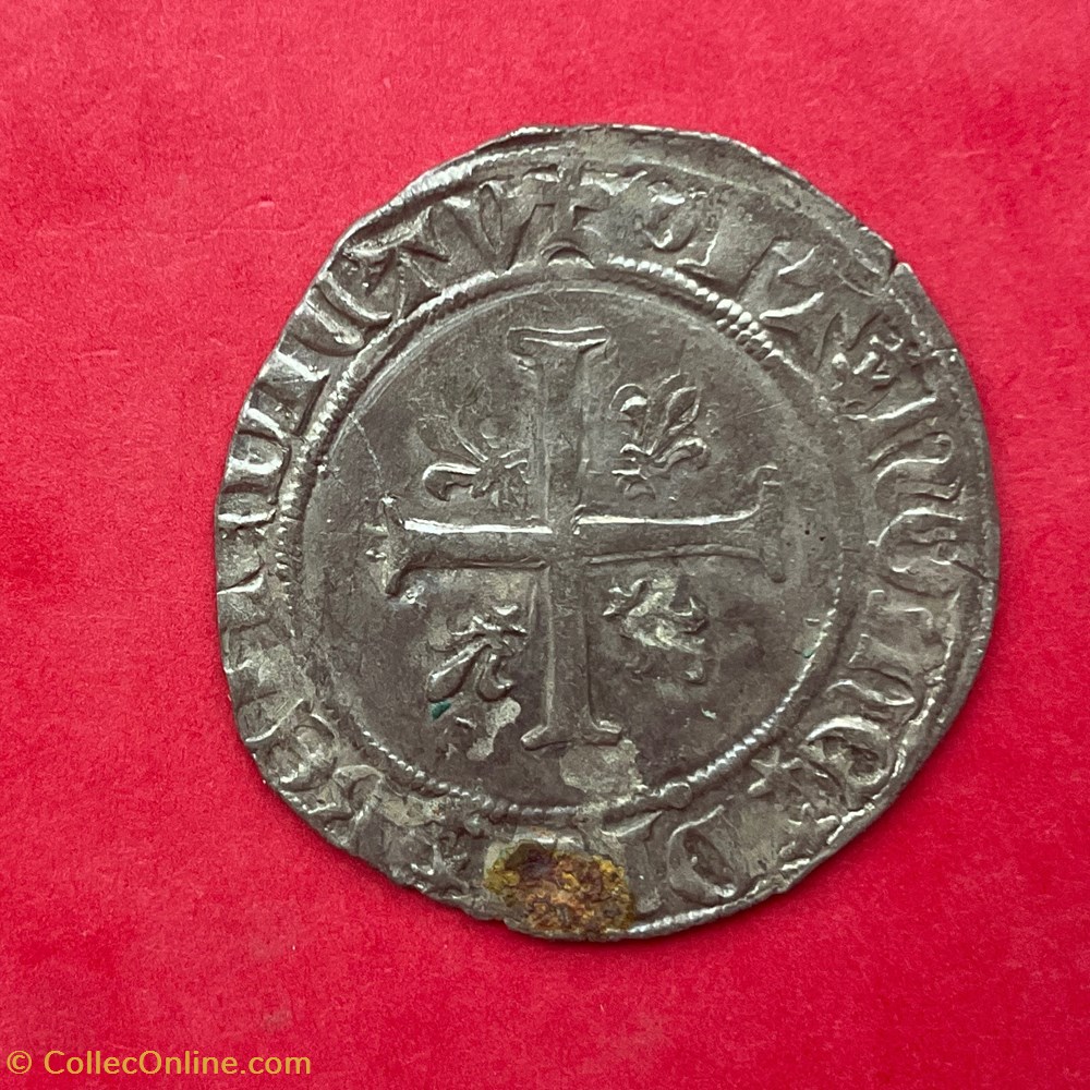 monnaies europe medievale france royales blanc aux 3 lis 2eme emission charles vii