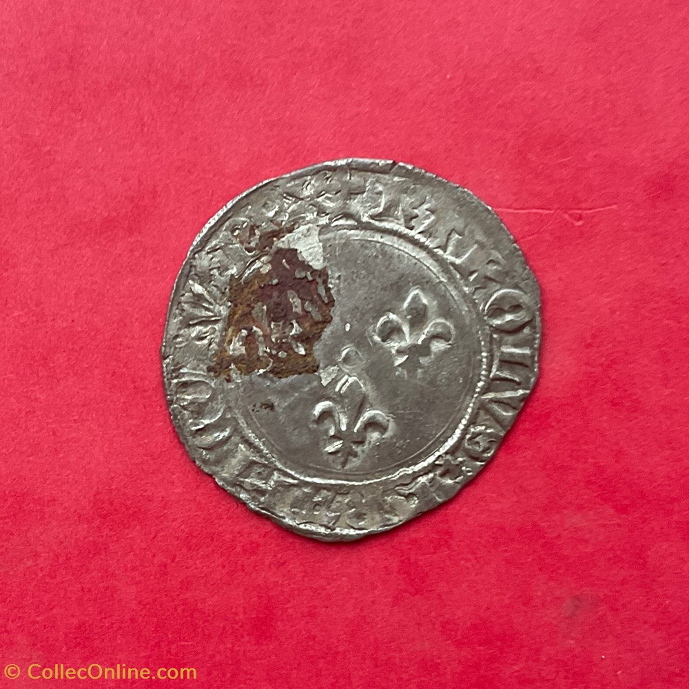 monnaies europe medievale france royales blanc aux 3 lis 2eme emission charles vii