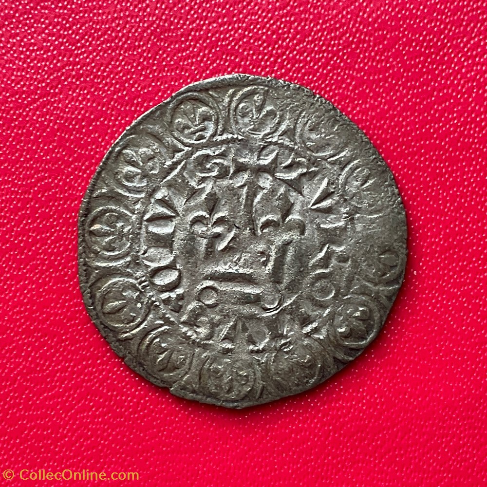 Gros au chatel fleurdelisé Jean II monnaies europe medievale france royales gros au chatel fleurdelise jean ii