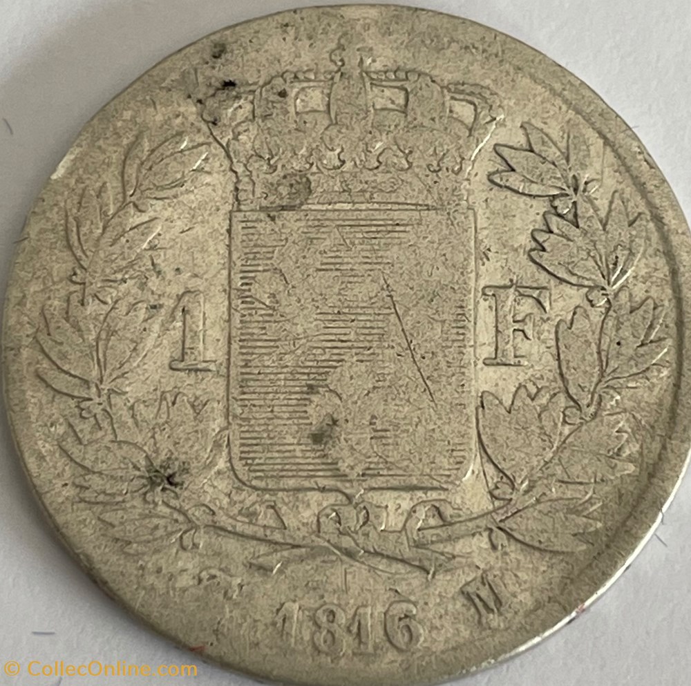 1 franc Louis XVIII 1816 Toulouse monnaies monde france 1 franc louis xviii 1816 toulouse