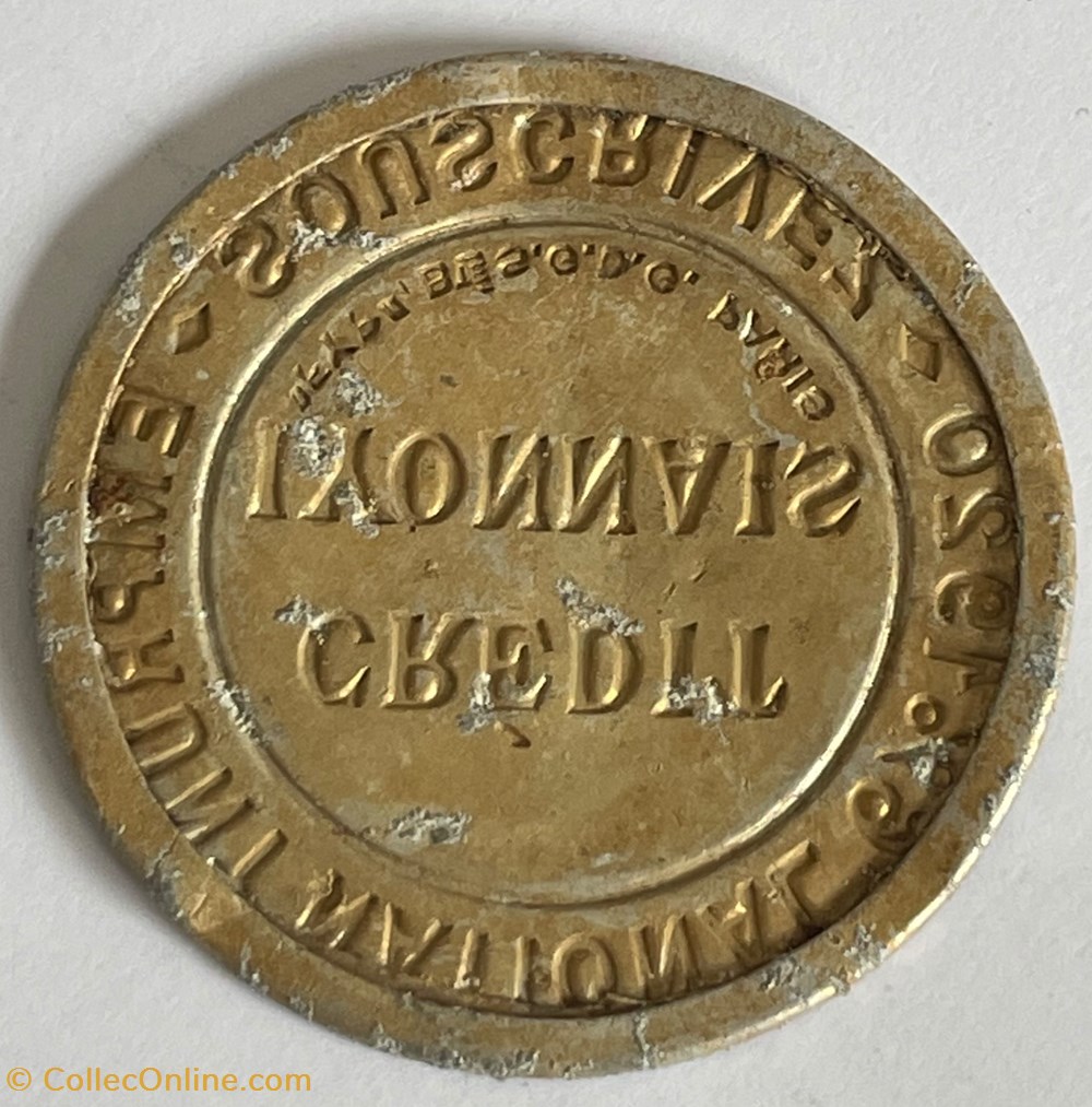 Jeton 5 centimes Crédit lyonnais monnaies paranumismatique jetons poids jeton 5 centimes credit lyonnais