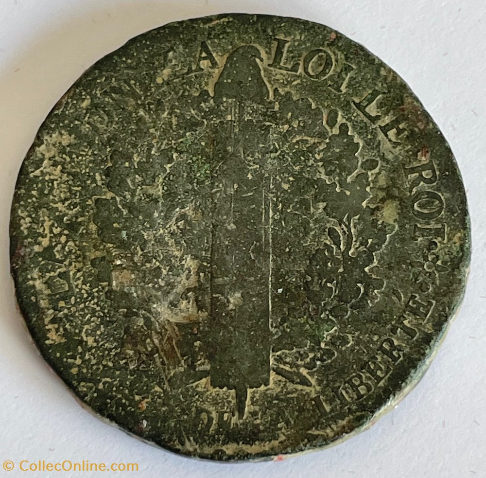 monnaies monde france 2 sols dit au faisceau type francais 1793 strasbourg