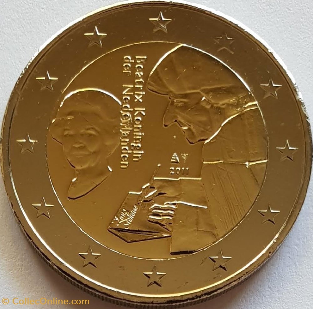 2 Euros 10e Anniversaire de l'Union économique et monétaire 2011 monnaies pays bas 2 euros 10e anniversaire de union economique et monetaire 2011