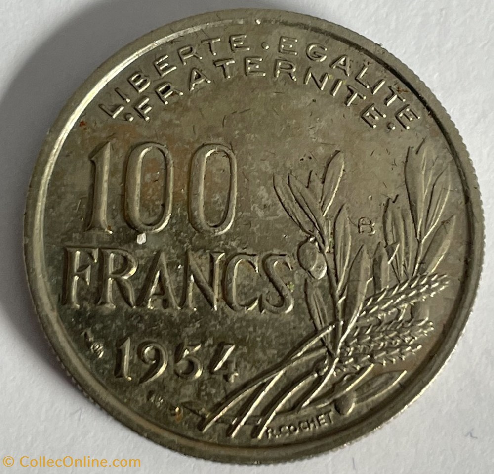 100 Francs Cochet 1954 B monnaies monde france 100 francs cochet 1954 b