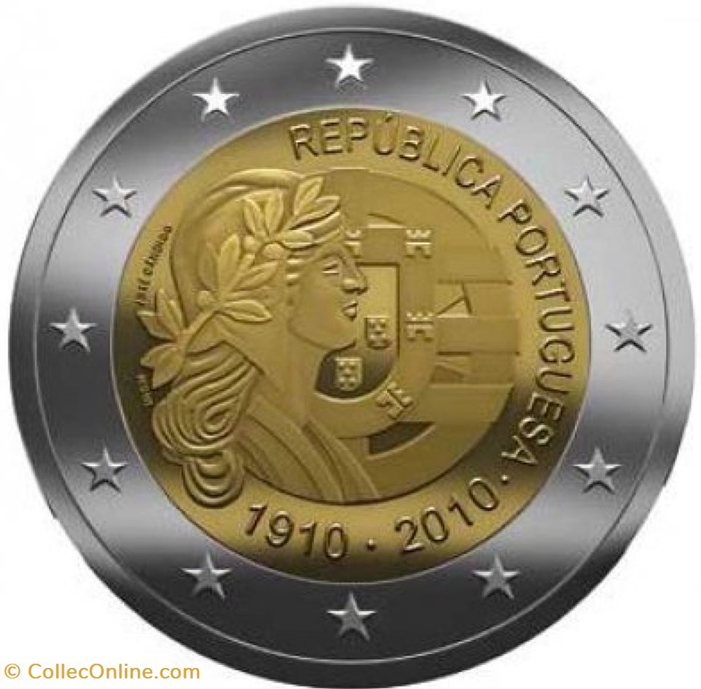 monnaies 2 euros 100e anniversaire de instauration de la republique du portugal 2010