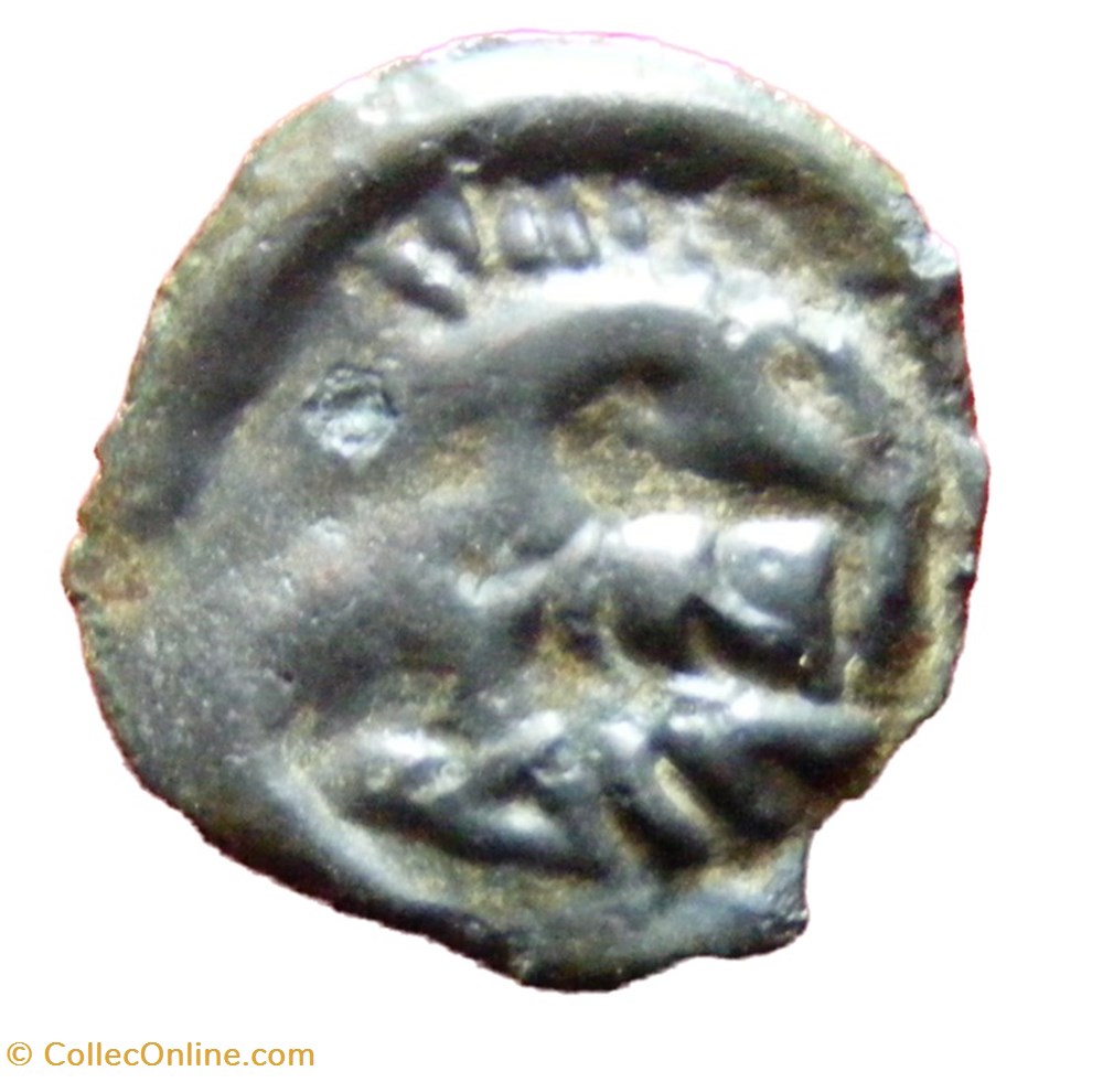Potin à la tête janiforme OYINDIA monnaies antiques celtes potin a la tete janiforme oyindia