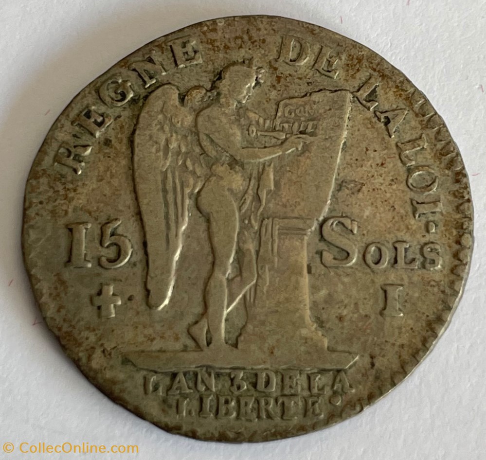 15 sols au génie type François 1791 Limoges monnaies monde france 15 sols au genie type francois 1791 limoges