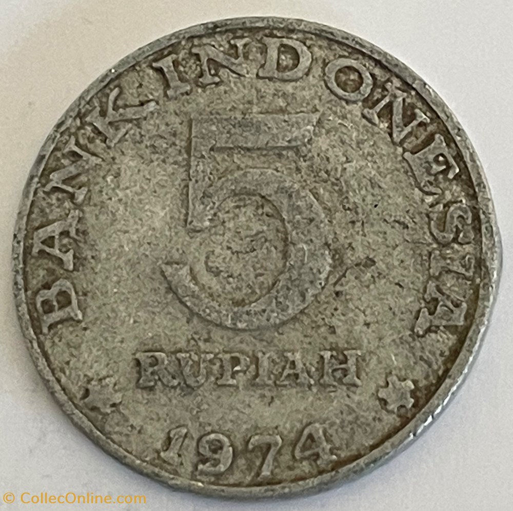 Indonésie - 5 rupiah Planning familial, grand module 1974 monnaies monde indonesie 5 rupiah planning familial grand module 1974