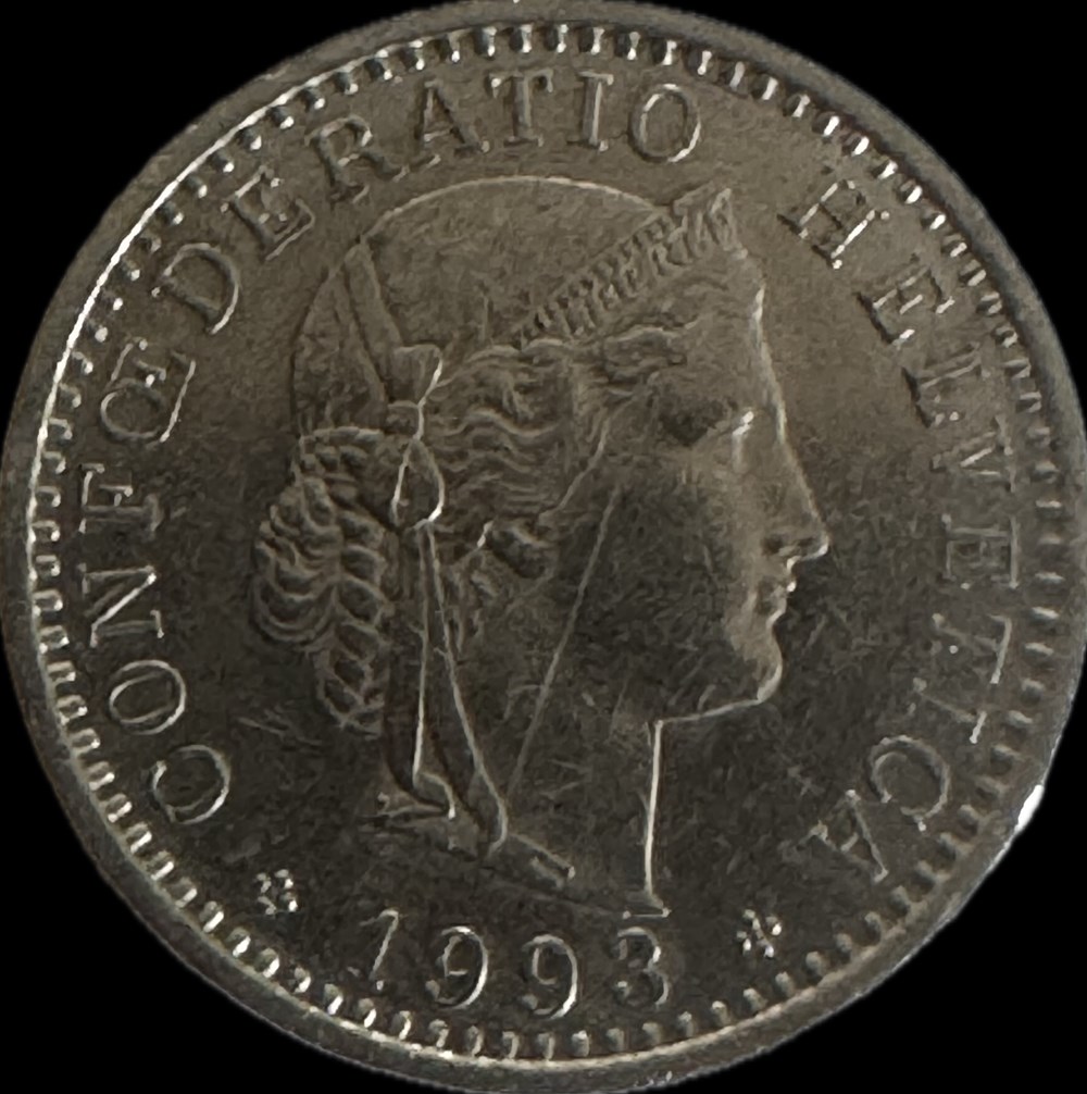 Suisse 20 centimes Tête de Libertas cupronickel 1993 monnaies monde suisse 20 centimes tete de libertas cupronickel 1993
