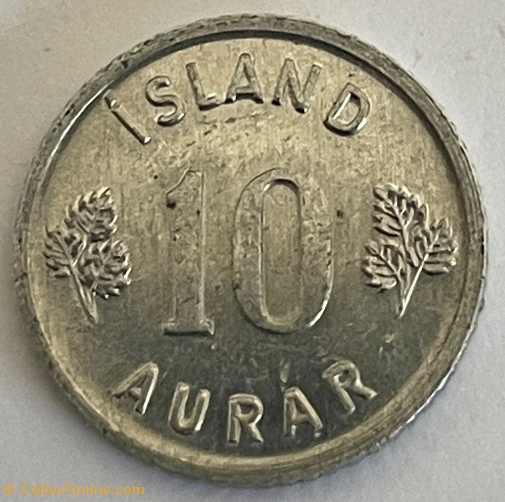 Islande -10 aurar 1974 monnaies monde islande 10 aurar 1974