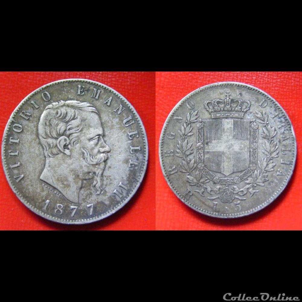 ITALIE 5 Lire Victor Emmanuel II 1877 monnaie monde italie 5 lire victor emmanuel ii 1877