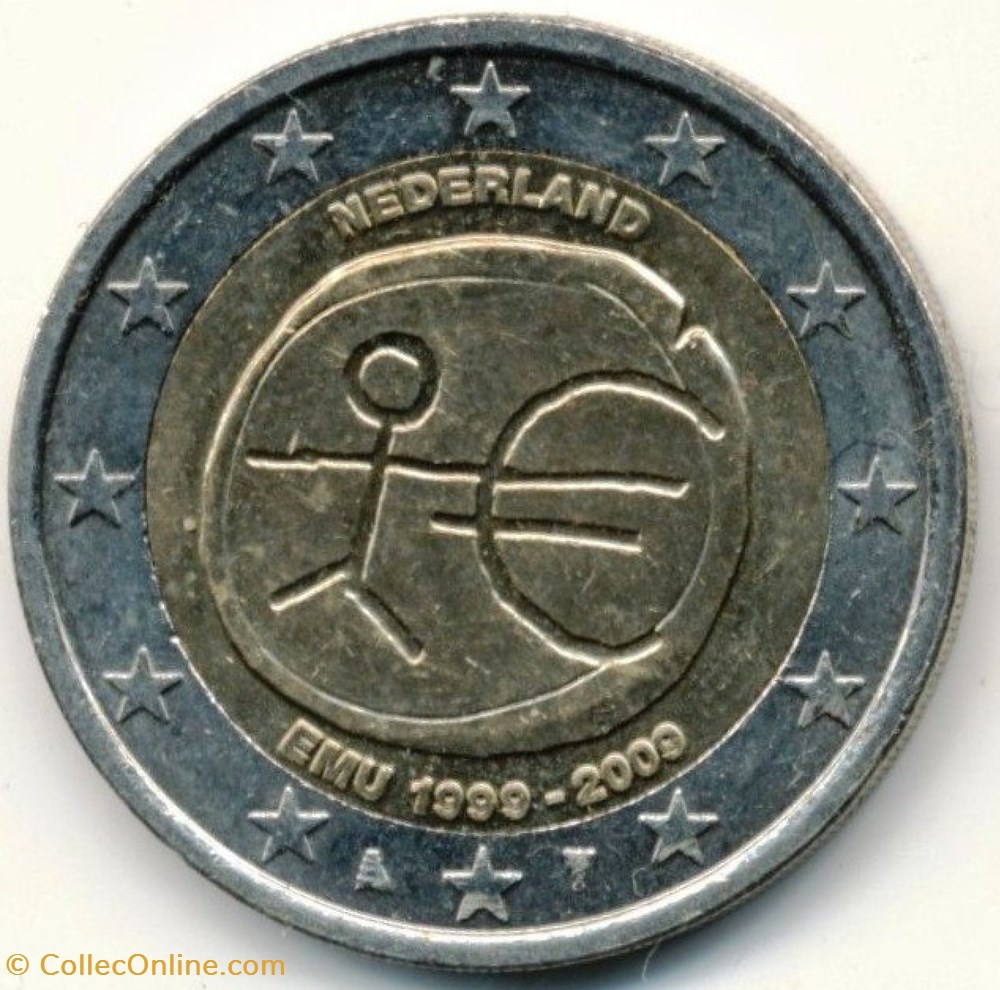2 Euros 10e Anniversaire de l'Union économique et monétaire 2009 monnaies pays bas 2 euros 10e anniversaire de union economique et monetaire 2009
