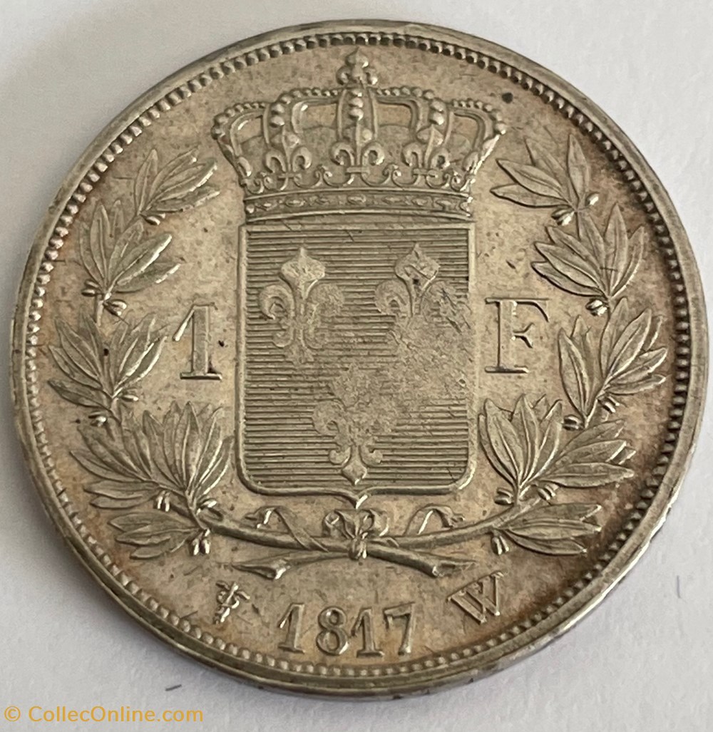 1 franc Louis XVIII 1817 Lille monnaies monde france 1 franc louis xviii 1817 lille