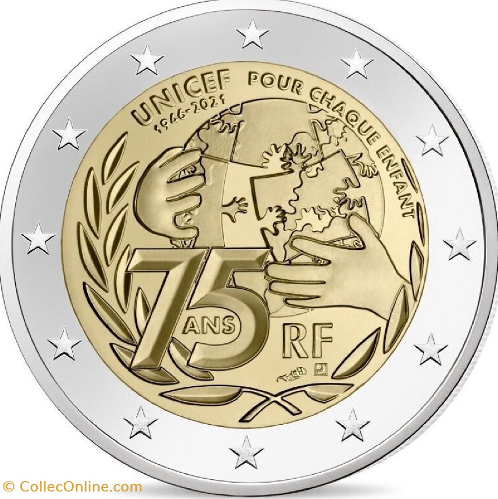 2 Euros 75e anniversaire de la création du Fonds des Nations