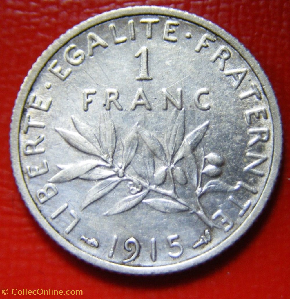 monnaies monde france 1 francs semeuse 1915