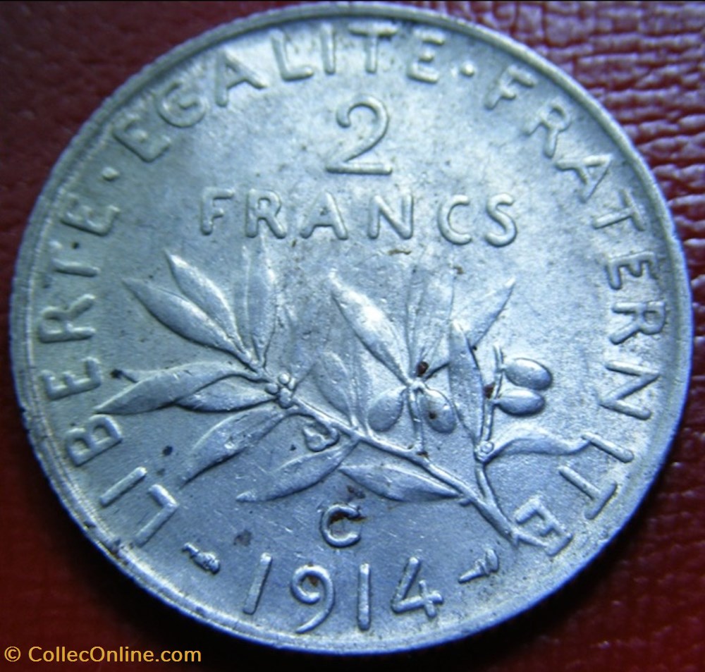 2 francs Semeuse 1914 C monnaies monde france 2 francs semeuse 1914 c