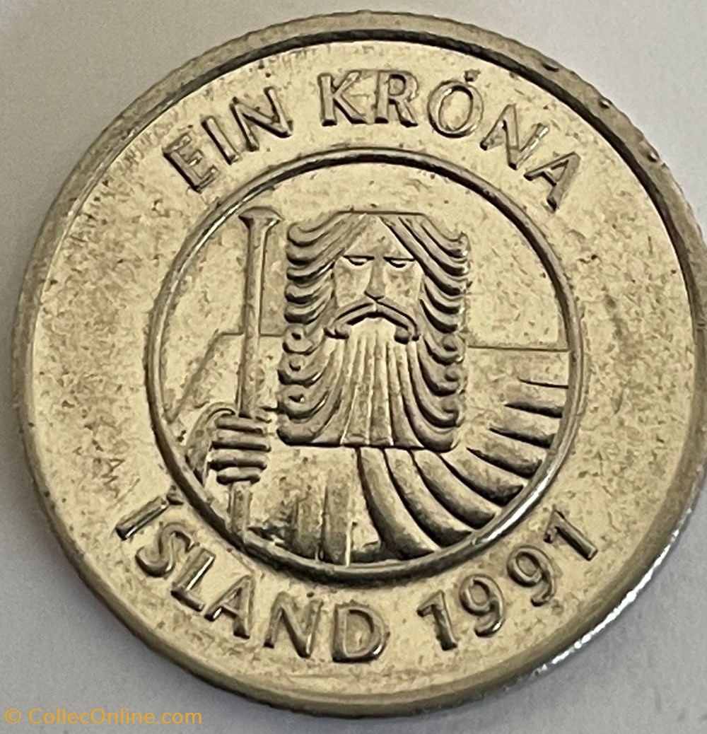 monnaies monde islande 1 krona magnetique 1991