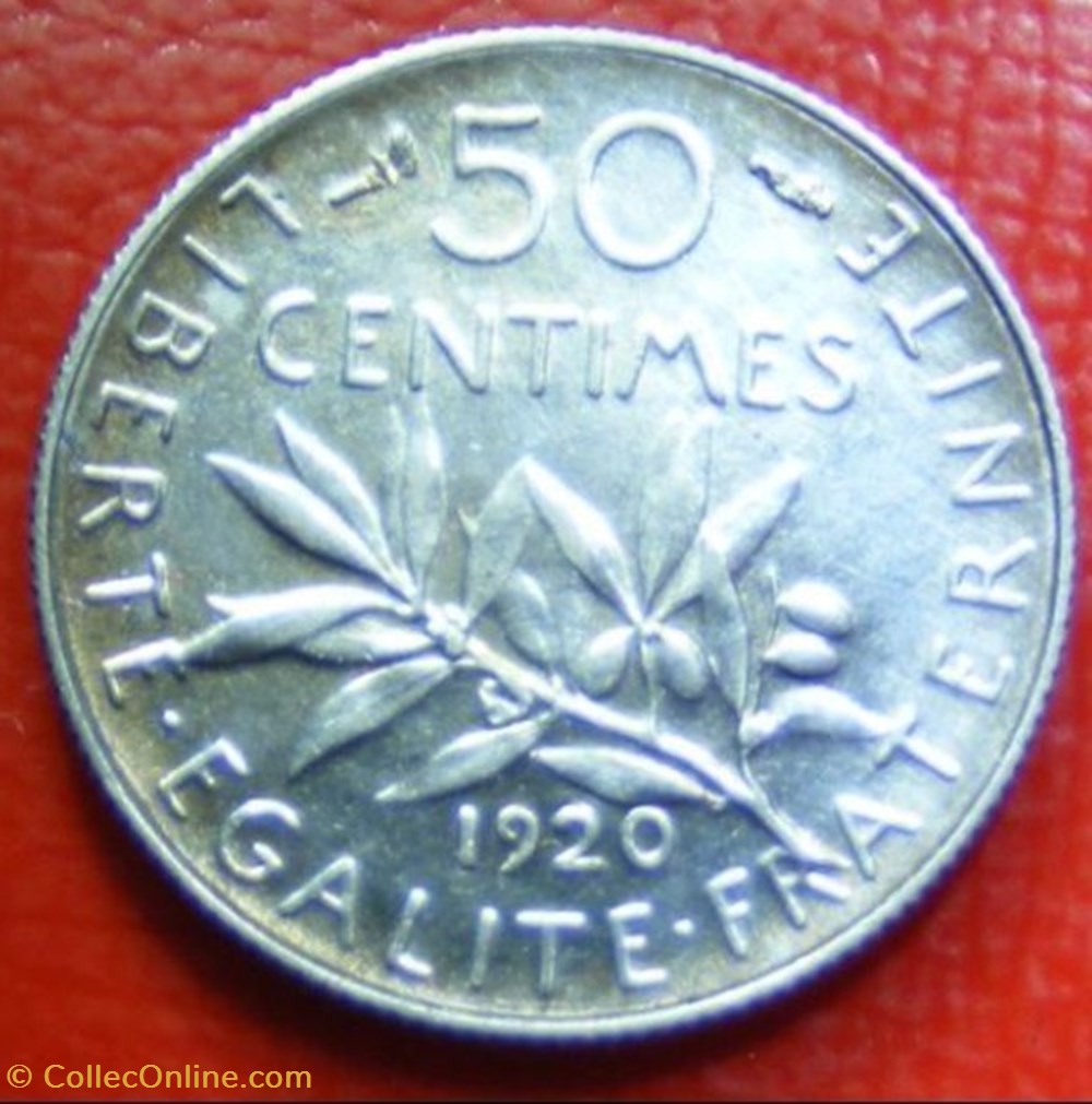 50 centimes Semeuse 1920 monnaies monde france 50 centimes semeuse 1920