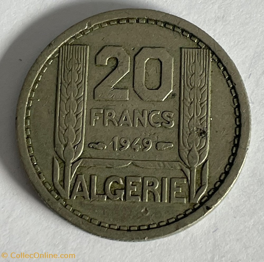 Algérie 20 francs Turin monnaies colonies francaises algerie 20 francs turin