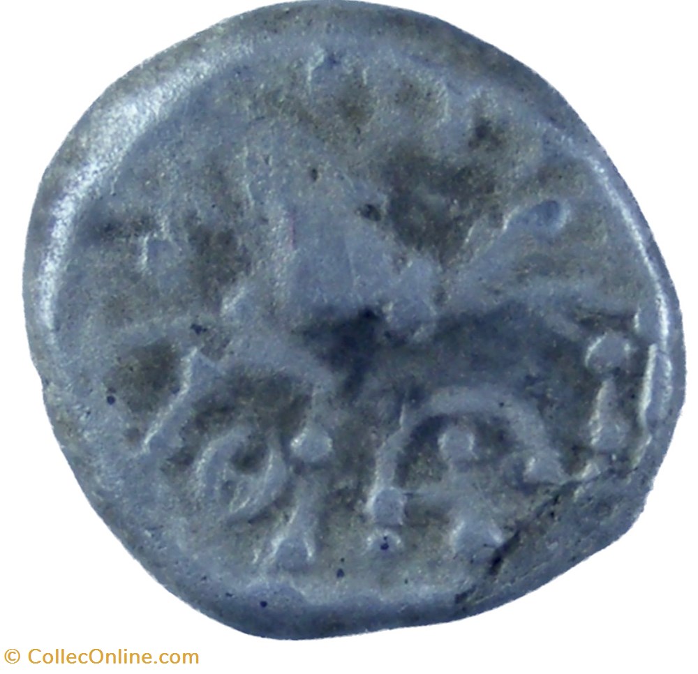 Quinaire KALETEDOY à la demi-rouelle monnaies antiques celtes quinaire kaletedoy a la demi rouelle