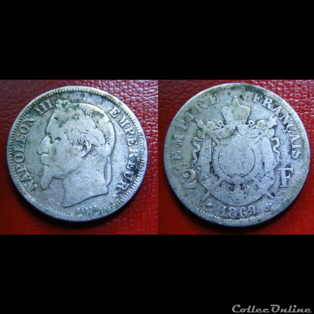 2 francs - 1869 BB monnaies monde france 2 francs 1869 bb