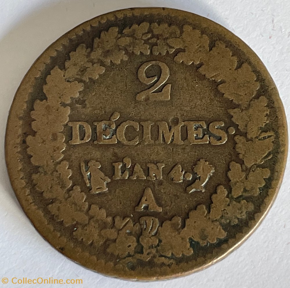 monnaies monde france 2 decimes dupre an4 a