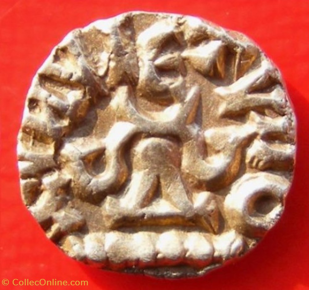 monnaies europe medievale france merovingiennes triens au calice et au rameau a trois branches banassac