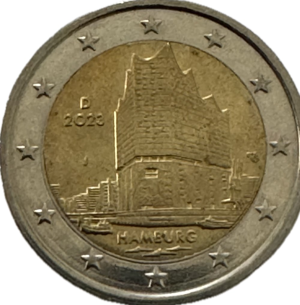 2 euros Philharmonie de l'Elbe J Hambourg 2023 monnaies allemagne 2 euros philharmonie de elbe j hambourg 2023