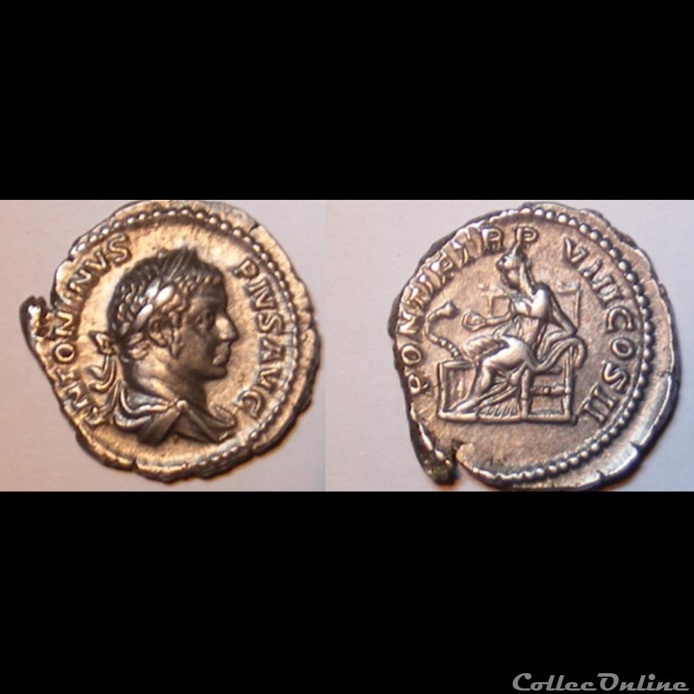 monnaies antiques romaines imperiales et republicaines denier caracalla pontif tr p viii cos ii